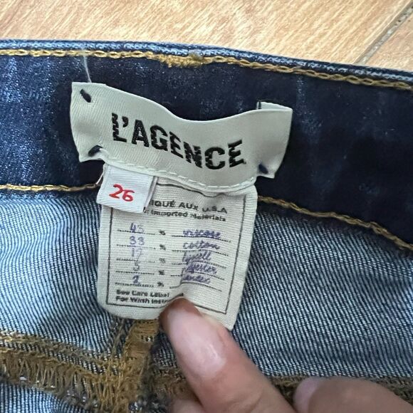 L'AGENCE Marguerite High Rise Skinny Denim Jean In Baltic Size 26 Dark Wash - Picture 3 of 7